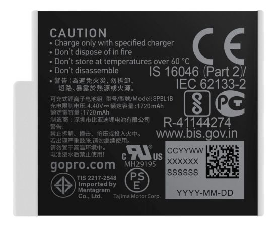 GoPro Enduro Rechargeable Battery Hero 9/10/11/12 Black 1720mAh