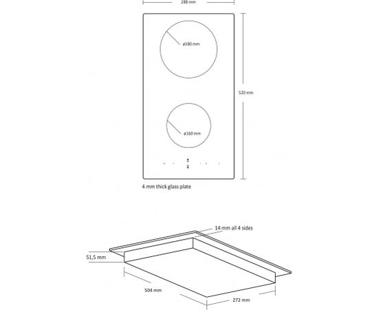 Scandomestic K52 Indukcijas virsma, iebūvējama 30cm Iebūvējama virsma - Indukcijas