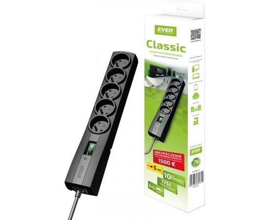 Ever CLASSIC 3m 5 AC outlet(s) 250 V Black