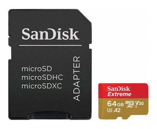 Sandisk memory card microSDXC 64GB Extreme Action + adapter