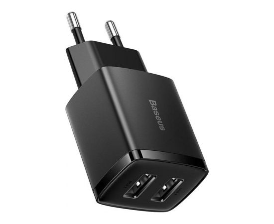 Baseus Compact Quick Charger, 2x USB, 10.5W (black)