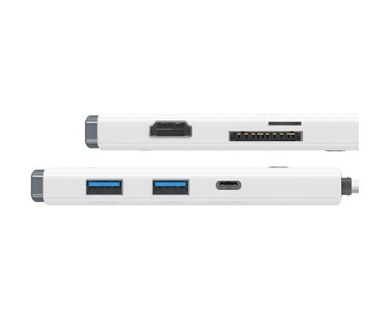 Hub 6in1 Baseus Lite Series, USB-C to 2x USB 3.0 + HDMI + USB-C + TF/SD (white)