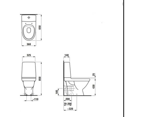Laufen pods Kompas Rimless, 360x650 mm, universāls izvads, balts bez vāka