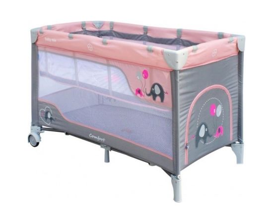 Baby Mix Ceļojumu gulta ELEPHANT pink (36409) 2 līmeņi Akcija Bērnu gultiņas