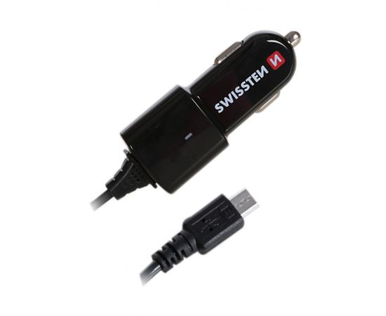 Swissten Премиум Автомобильная зарядка 12 / 24V / 1A + кабель Micro USB  Черная