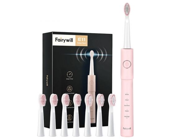 FairyWill Sonic toothbrush with head set and case FW-E11 (pink)