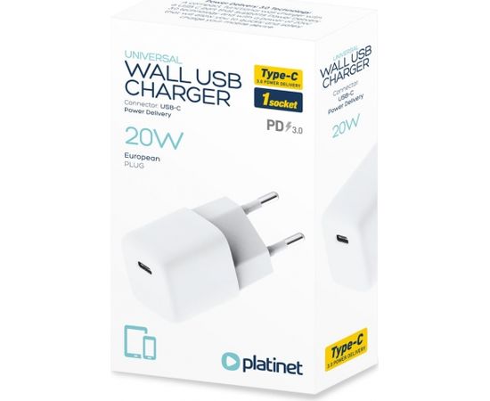 Platinet зарядное устройство USB-C 20W PLCUPDM20W (45767)