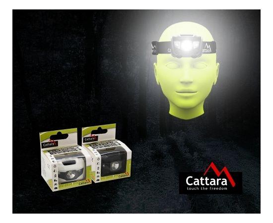 LED galvas lukturītis Cattara - melns, 80 lm