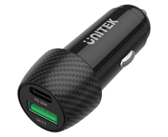 UNITEK CAR CHARGER 38W, USB-A USB-C, QC3.0, P1400A