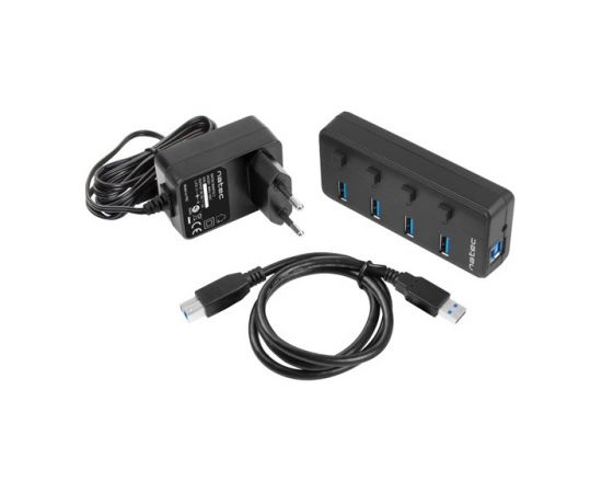 NATEC HUB USB 3.0 MANTIS 2 4-PORTS WITH SWITCH+POWER SUPPLY