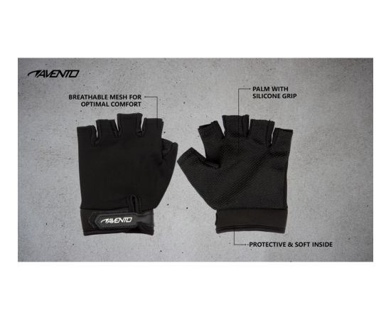 Fitness gloves mesh AVENTO 42AB S/M Black fitnesa cimdi, saites un jostas
