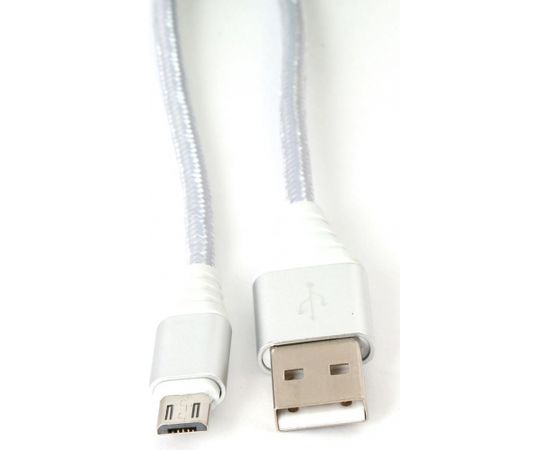 Omega cable microUSB - USB 1m braided 2A, silver