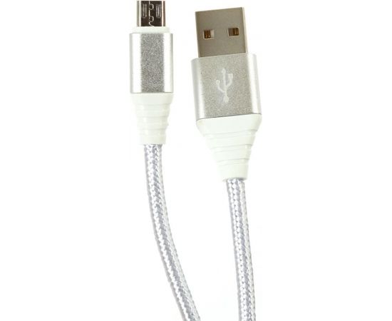 Omega cable microUSB - USB 1m braided 2A, silver