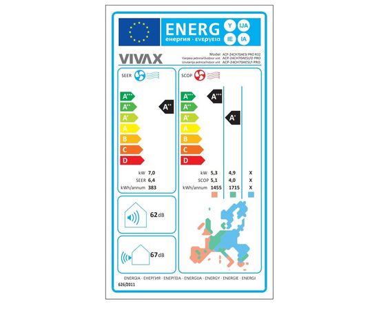 Vivax COOL ACP-24CH70AESI R32 PRO 7kW Kondicionieris