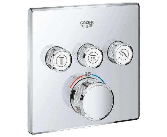 Grohe iebūvējamā dušas termostata SmartControl virsapmetuma daļa, ar 3 izejām, hroms