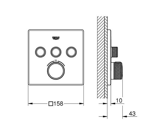 Grohe iebūvējamā dušas termostata SmartControl virsapmetuma daļa, ar 3 izejām, hroms