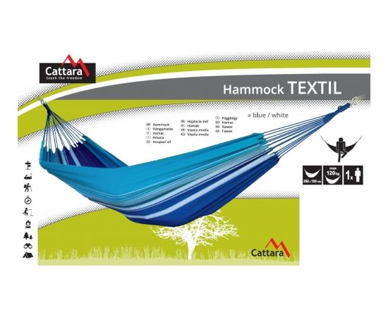 Šūpuļtīkls Cattara Textil - zili-balts 200 x 100 cm