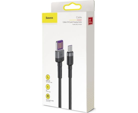 Baseus Cafule USB-C Cable Huawei SuperCharge, QC 3.0, 5A 1m (Black+Gray)