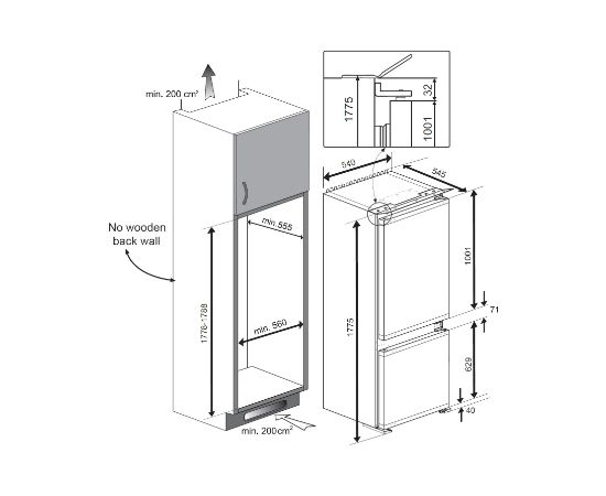 BEKO BCNA275E4FN Iebūvējams ledusskapis 177.5cm