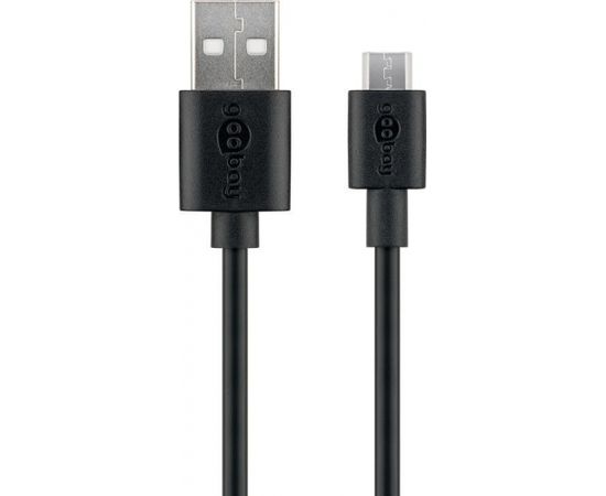 Goobay Micro USB charging and sync cable 46800 Black, USB 2.0 micro male (type B), USB 2.0 male (type A)