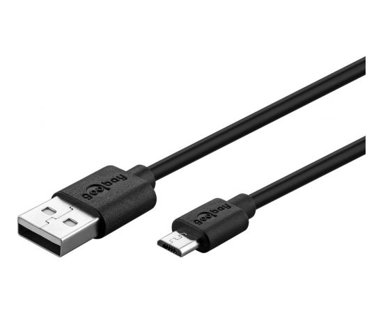 Goobay Micro USB charging and sync cable 46800 Black, USB 2.0 micro male (type B), USB 2.0 male (type A)