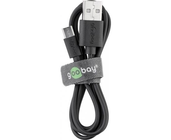 Goobay Micro USB charging and sync cable 46800 Black, USB 2.0 micro male (type B), USB 2.0 male (type A)