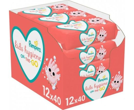 Pampers Salvetes Kids Hygiene On-the-Go 12x40 gab Mitrās salvetes