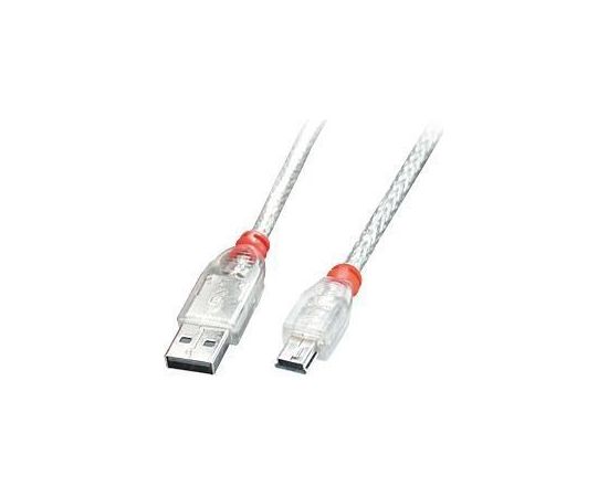 CABLE USB2 A TO MINI-B 0.5M/TRANSPARENT 41781 LINDY