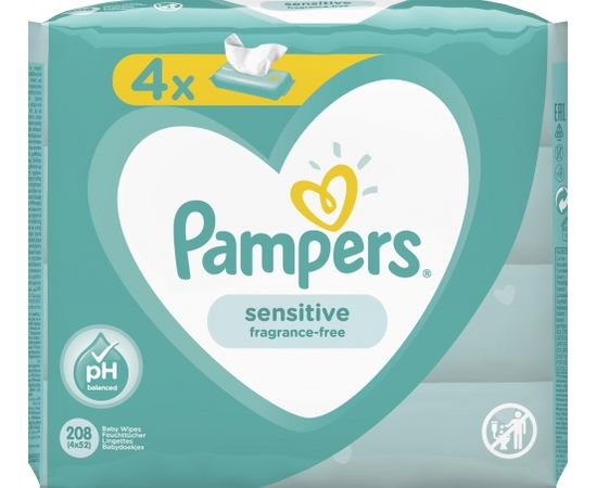 Pampers Salvešu komplekts Sensitive salvetes 4x52