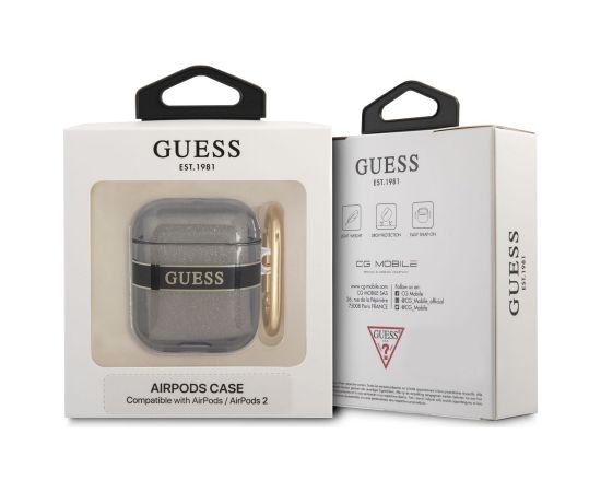 Guess TPU Printed Stripe Case for Airpods 1/2 Black