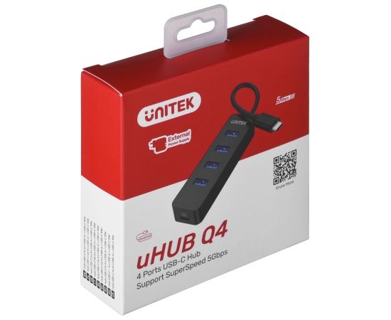 UNITEK HUB USB-C 4XUSB-A 3.1, ACTIVE, 10 W, H1117B