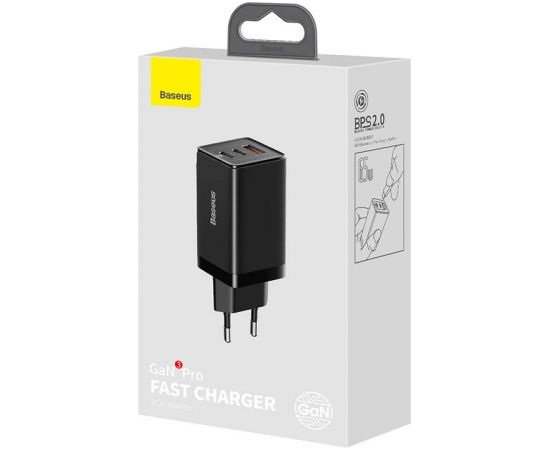 Baseus GAN3 Pro Fast Charger, 2xUSB-C + USB, 65W (black)