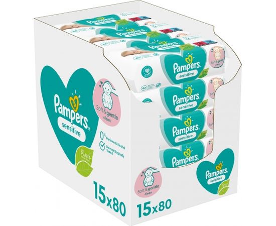 Pampers Sensitive mitrās salvetes (15x80gab.)