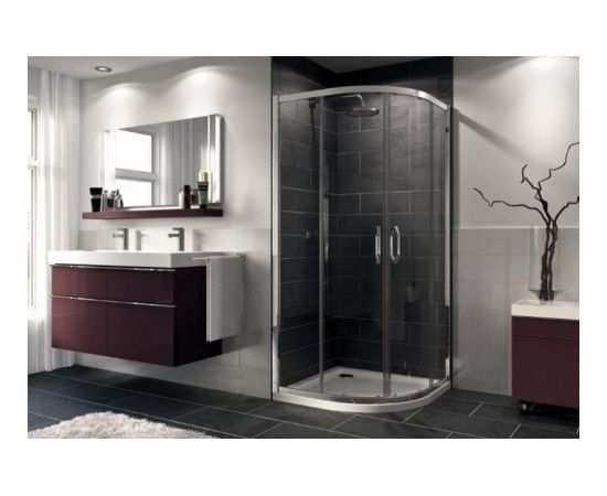 Huppe dušas stūris X1, bīdāmas durvis, 900x900 mm, h=1900, r=550, spīdīgs sudrabs/caurspīdīgs stikls AP