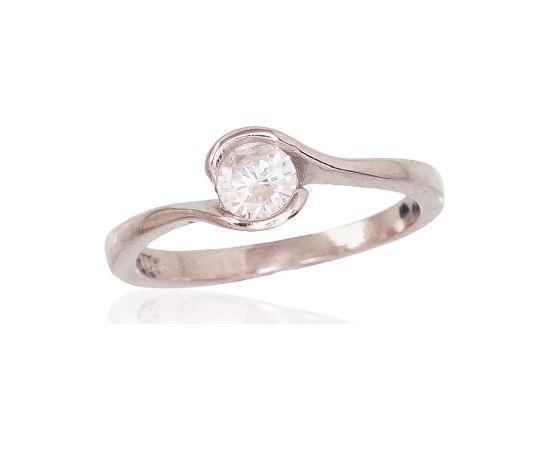 Серебряное кольцо #2101616(PRh-Gr)_CZ, Серебро	925°, родий (покрытие), Цирконы , Размер: 16.5, 1.7 гр.