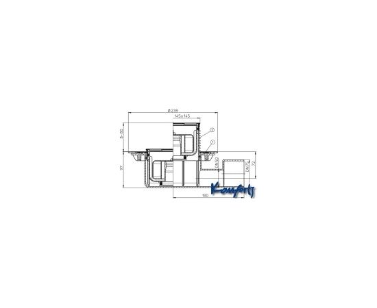 HL traps DN50/75 &quot;Primus&quot;, 145x145mm, horiz.