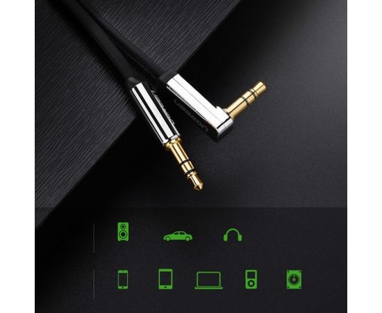 UGREEN mini jack 3,5mm AUX flat elbow cable 1m (black)