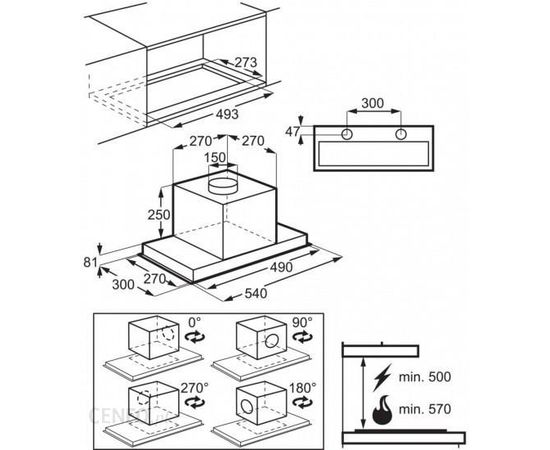 Tvaika nosūcējs iebūvējams Electrolux KFG726R