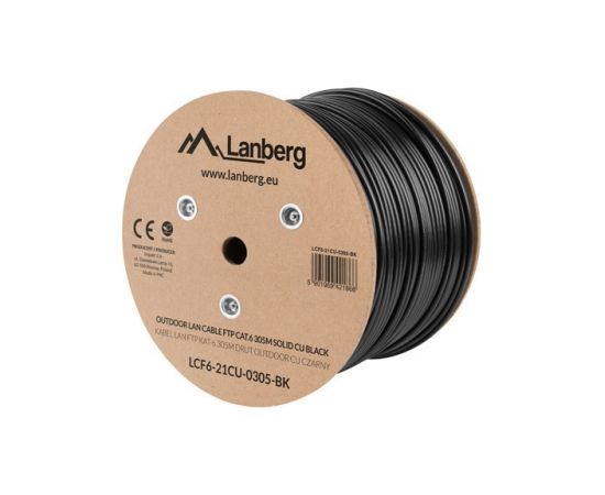 Lanberg LCF6-21CU-0305-BK networking cable Black 305 m Cat6 F/UTP (FTP) outdoor