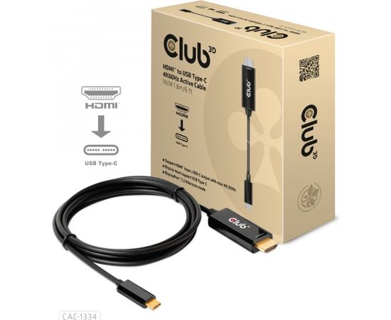 CLUB 3D HDMI to USB Type-C 4K60Hz Active Cable M/M 1.8m/6 ft