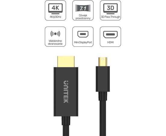 Unitek V1152A Adapter miniDP - HDMI 4K 30Hz cable 2m