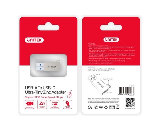 UNITEK ADAPTER USB-A NA USB-C 3.1 GEN1,  A1034NI