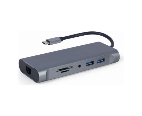 Gembird A-CM-COMBO7-01 USB Type-C 7-in-1 multi-port adapter (Hub3.0 + HDMI + VGA + PD + card reader + stereo audio), space grey