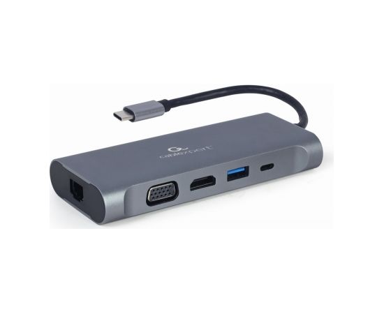 Gembird A-CM-COMBO7-01 USB Type-C 7-in-1 multi-port adapter (Hub3.0 + HDMI + VGA + PD + card reader + stereo audio), space grey