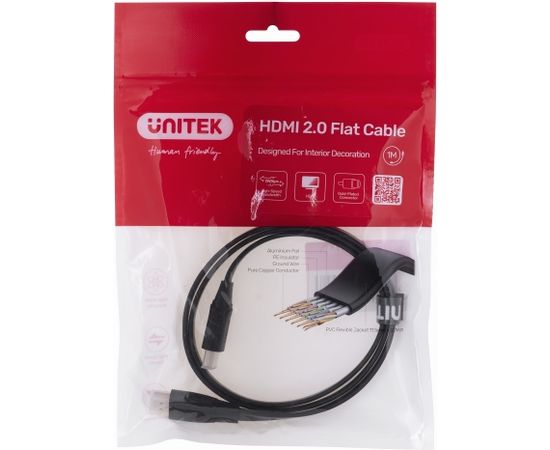 UNITEK HDMI CABLE 2.0 4K60HZ, FLAT, 1M,C11063BK-1M