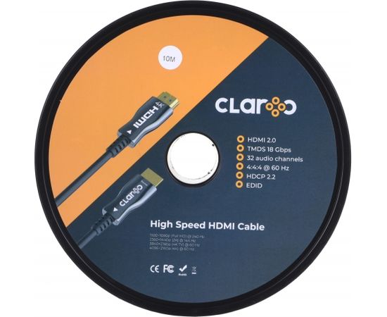 CLAROC HDMI CABLE FIBER OPTIC AOC 2.0, 4K, 10M