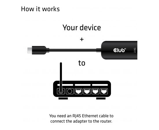 Club 3d CLUB3D USB 3.2 Gen1 Type C to RJ45 2.5Gbps Adapter