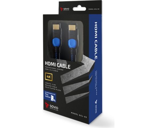 Savio GCL-05 HDMI cable 3 m HDMI Type A (Standard) Black,Blue