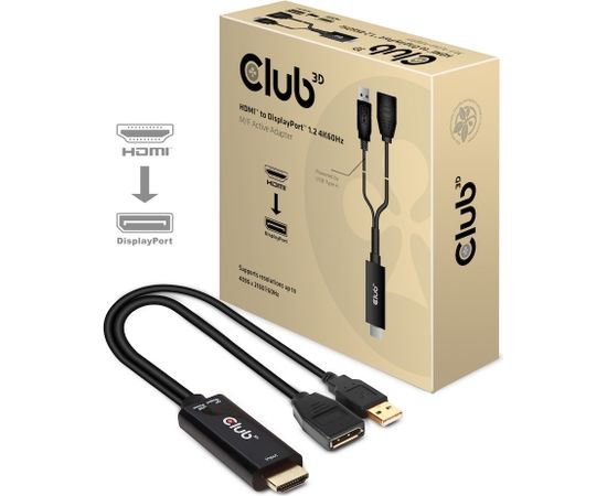 Club 3d CLUB3D HDMI 2.0 TO DISPLAYPORT 1.2 4K60HZ HDR M/F ACTIVE ADAPTER Black