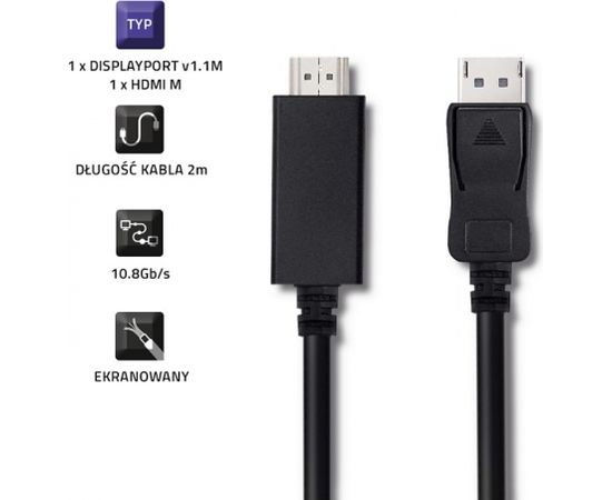 Qoltec 50441 DisplayPort v1.1 male | HDMI male | 4K | 2m